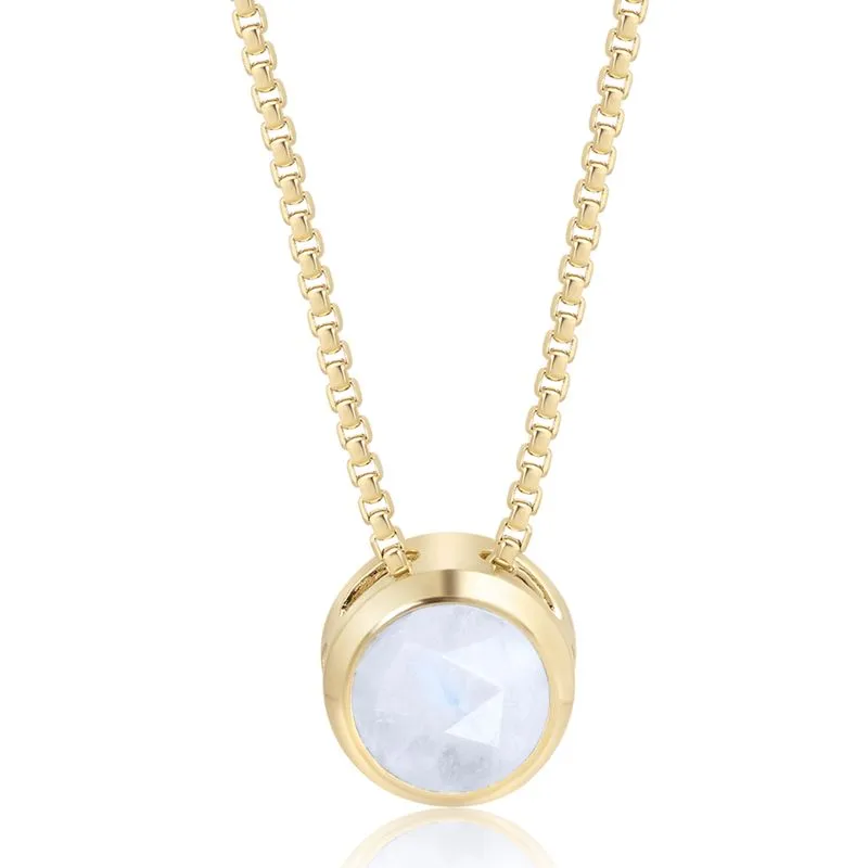 14K Gold Plated Moonstone Pendant Necklace