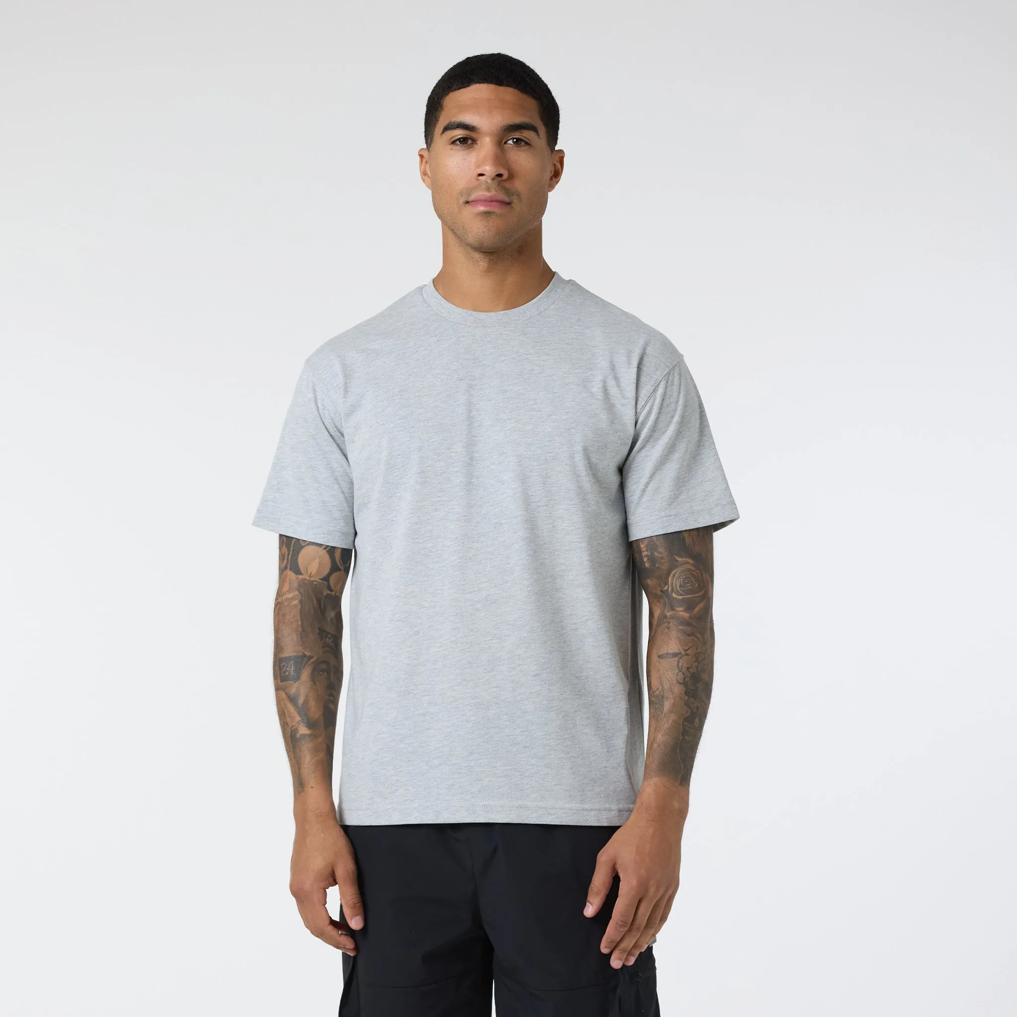 3-Pack Relaxed Fit T-Shirts | Black/Light Grey Marl/White