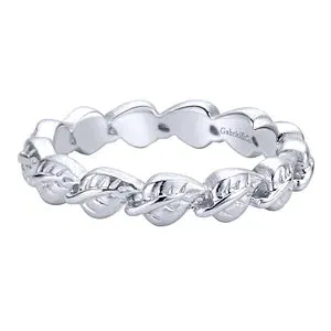 925 Sterling Silver Leaf Stackable Ladies Ring