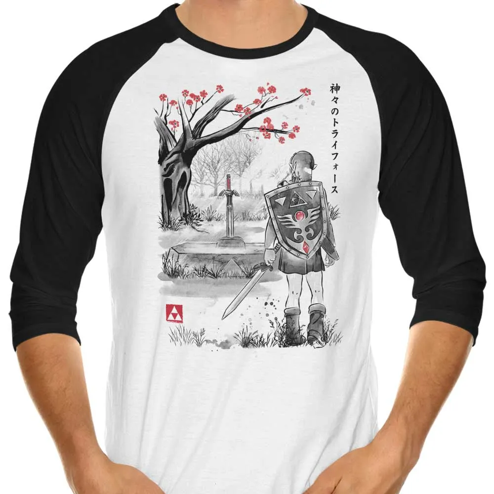 A Link to the Sumi-e - 3/4 Sleeve Raglan T-Shirt