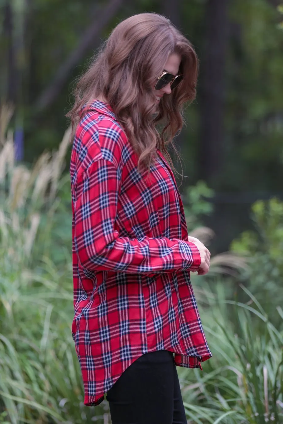 Aaron Plaid Button Up Top