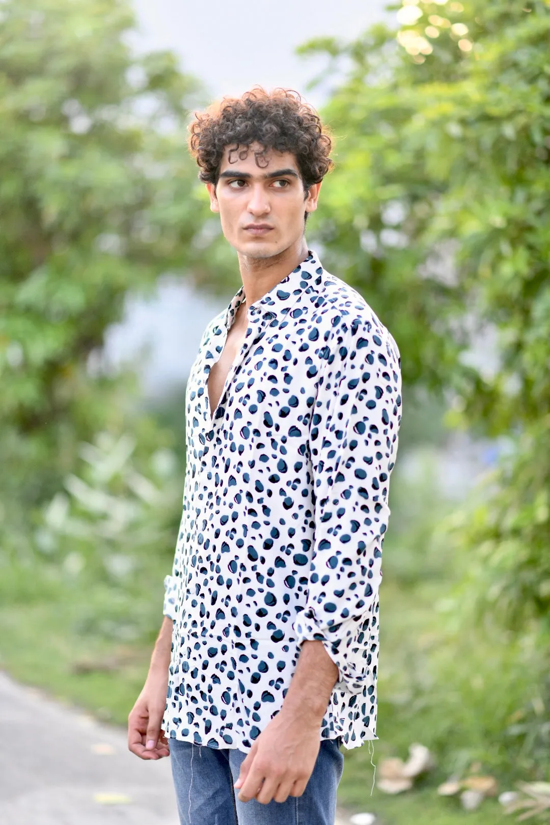 Abstract Print Shirt - White