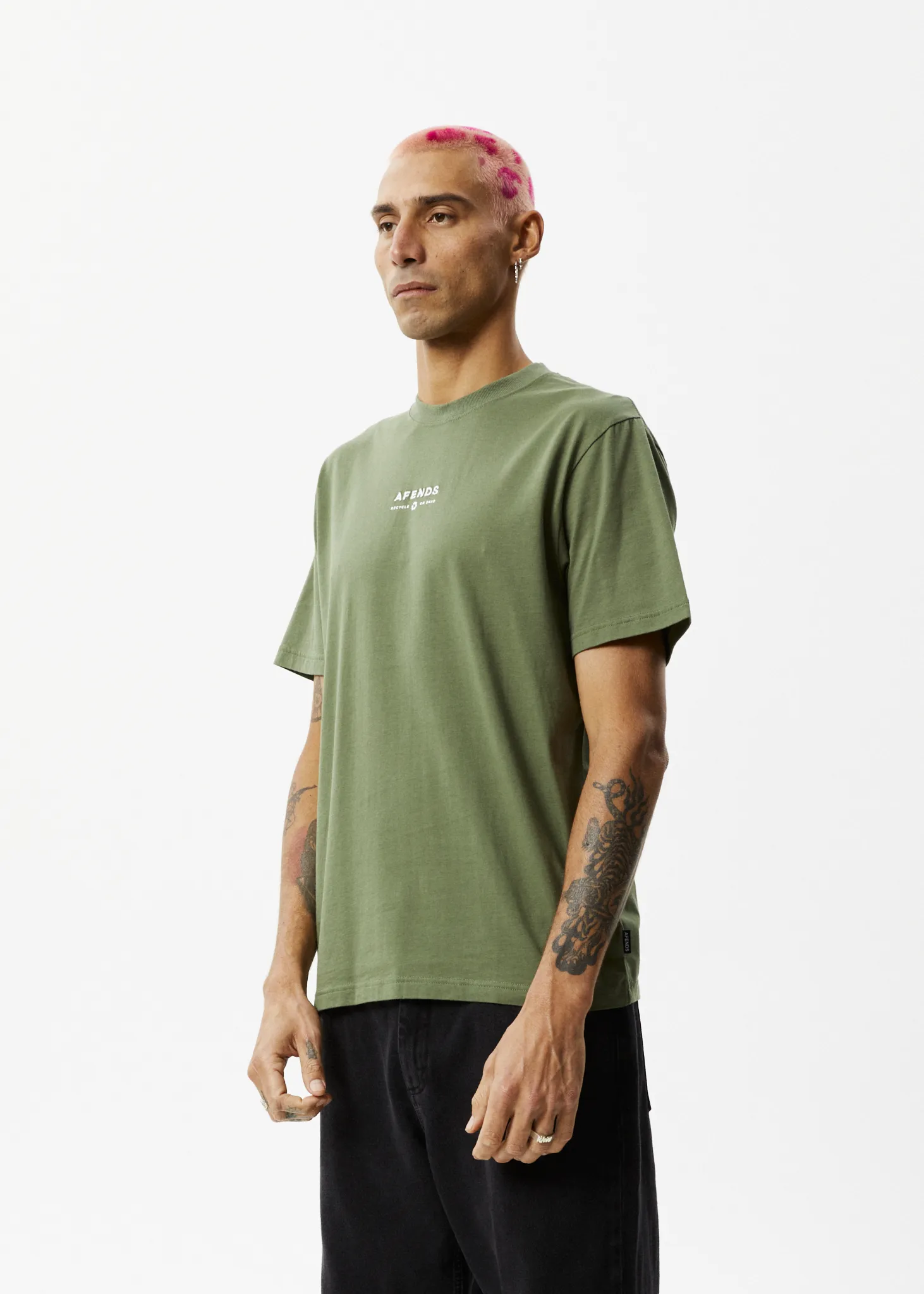 AFENDS Mens Calico - Retro Logo T-Shirt - Cypress