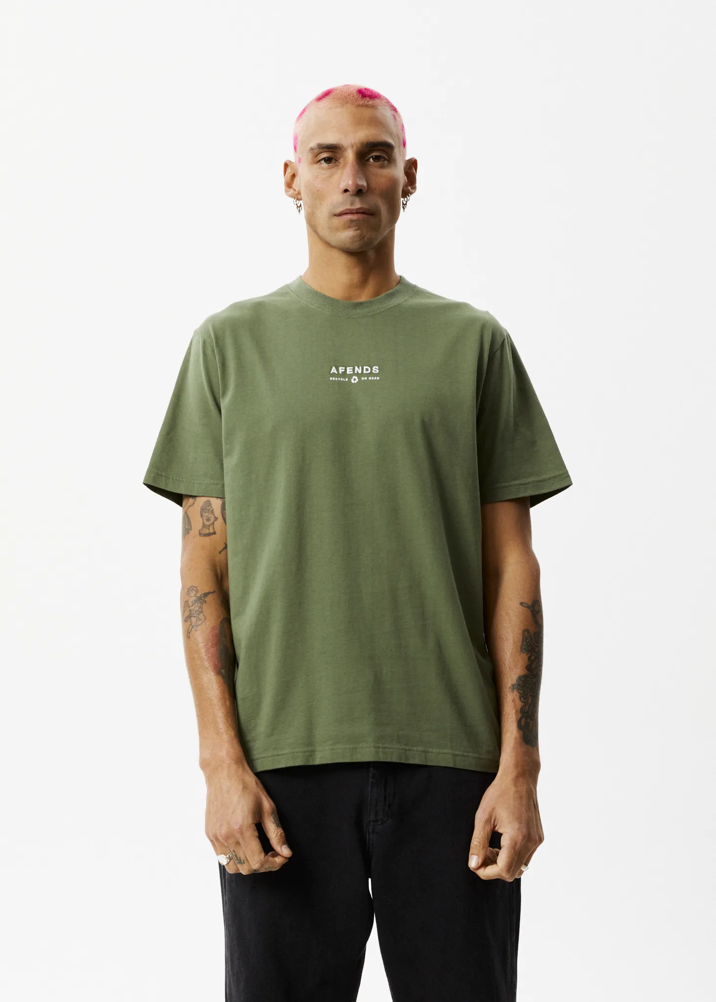 AFENDS Mens Calico - Retro Logo T-Shirt - Cypress