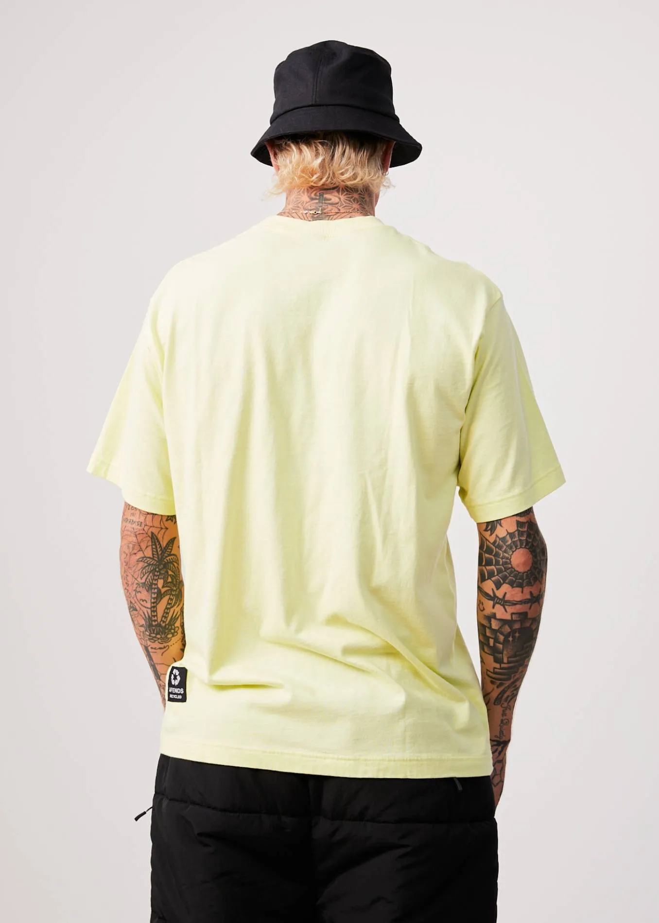 AFENDS Mens Millions - Retro T-Shirt - Citron