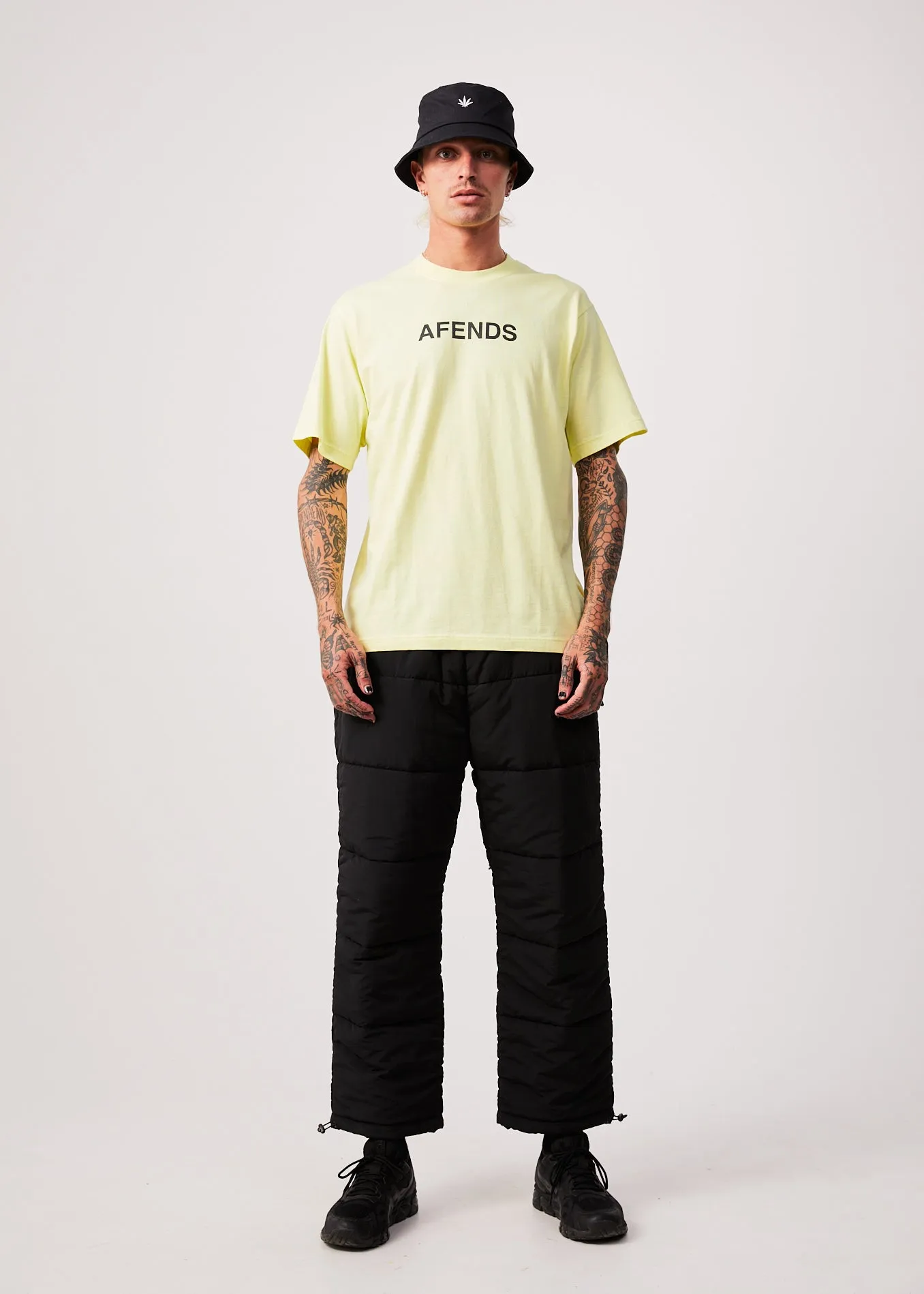 AFENDS Mens Millions - Retro T-Shirt - Citron