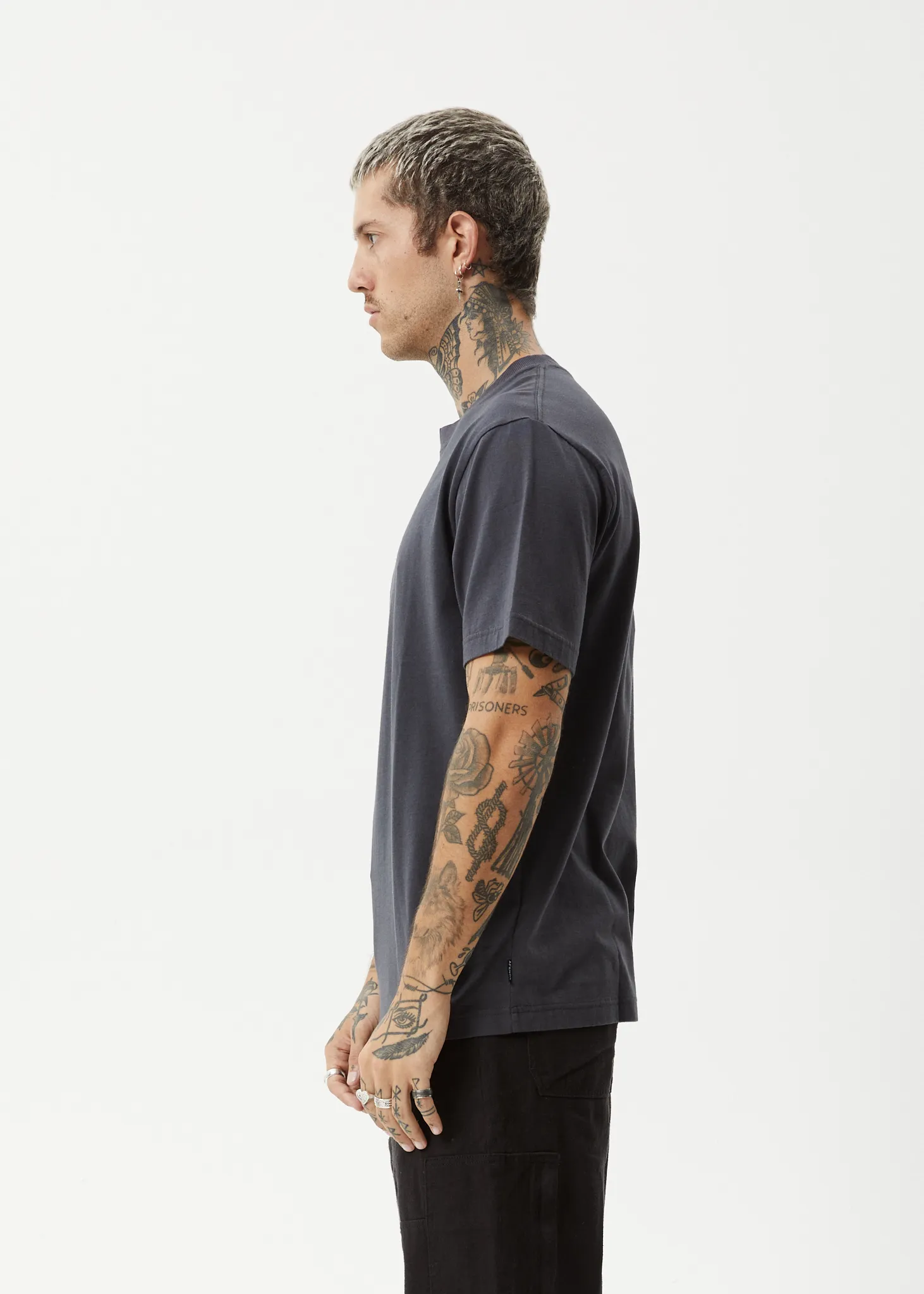 AFENDS Mens Vinyl - Retro Fit Tee - Charcoal