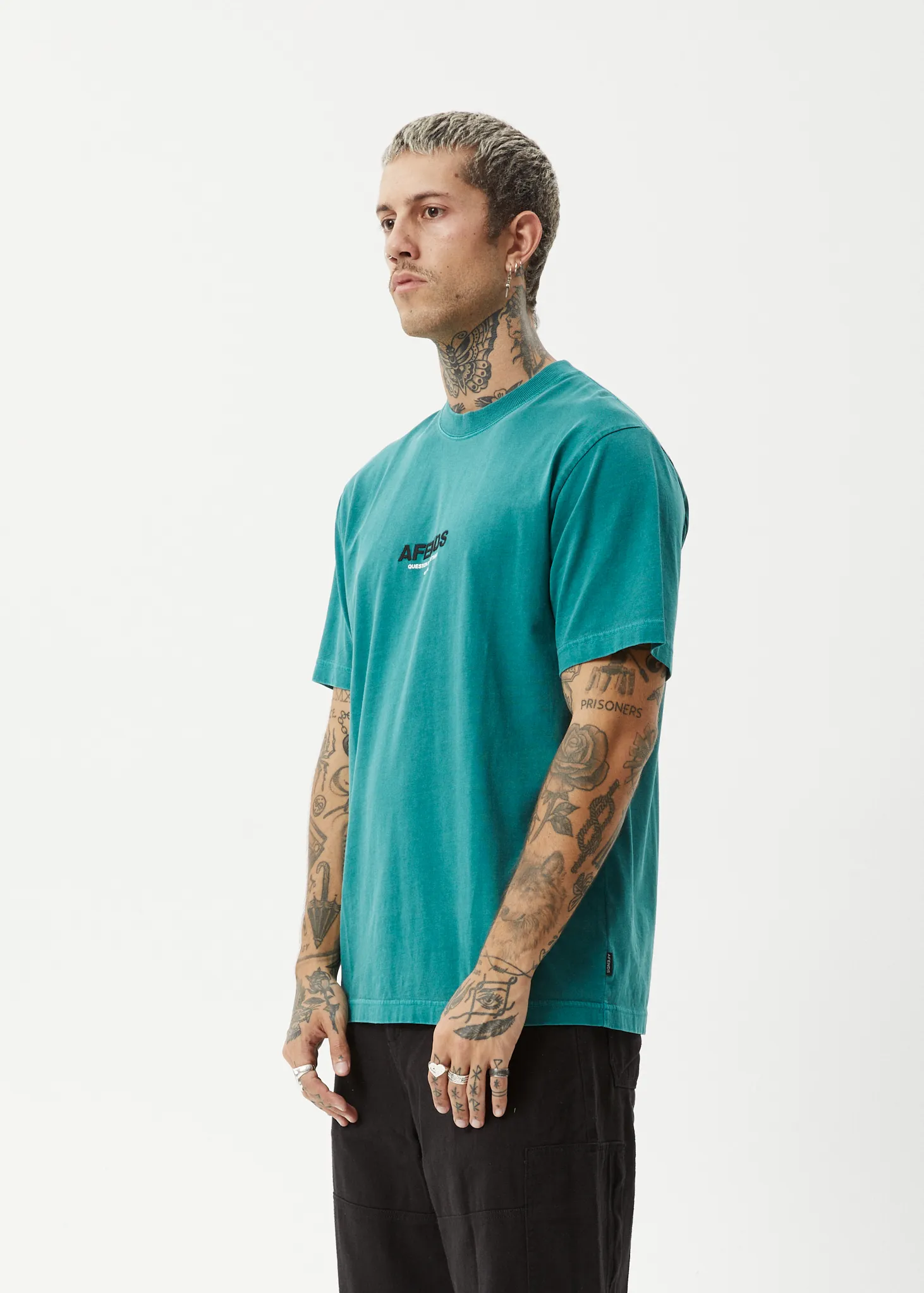 AFENDS Mens Vinyl - Retro Fit Tee - Washed Pine