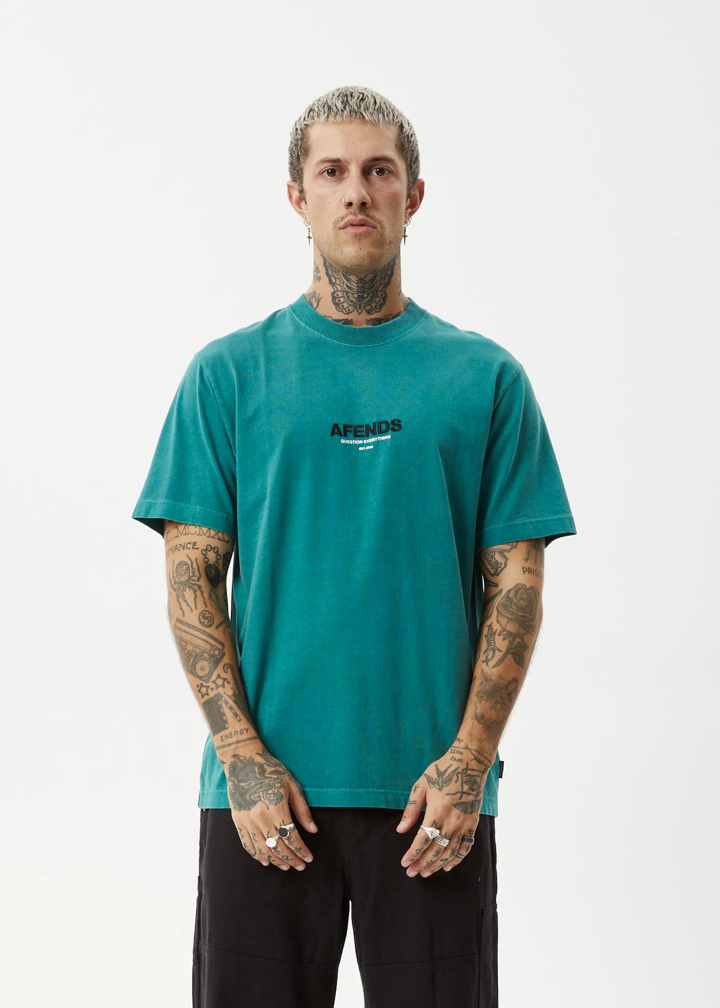 AFENDS Mens Vinyl - Retro Fit Tee - Washed Pine