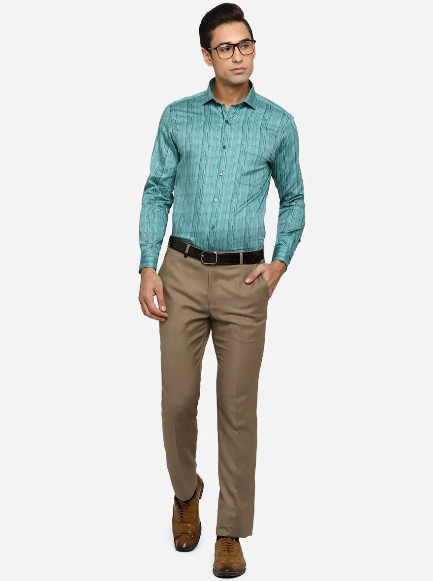 Agate Green Printed Slim Fit Party Wear Shirt | Greenfibre