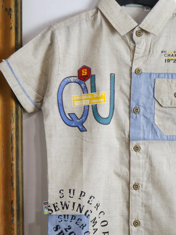 AJ01 Boys Casual Shirt 4Yrs - 10Yrs QU Peach Puff