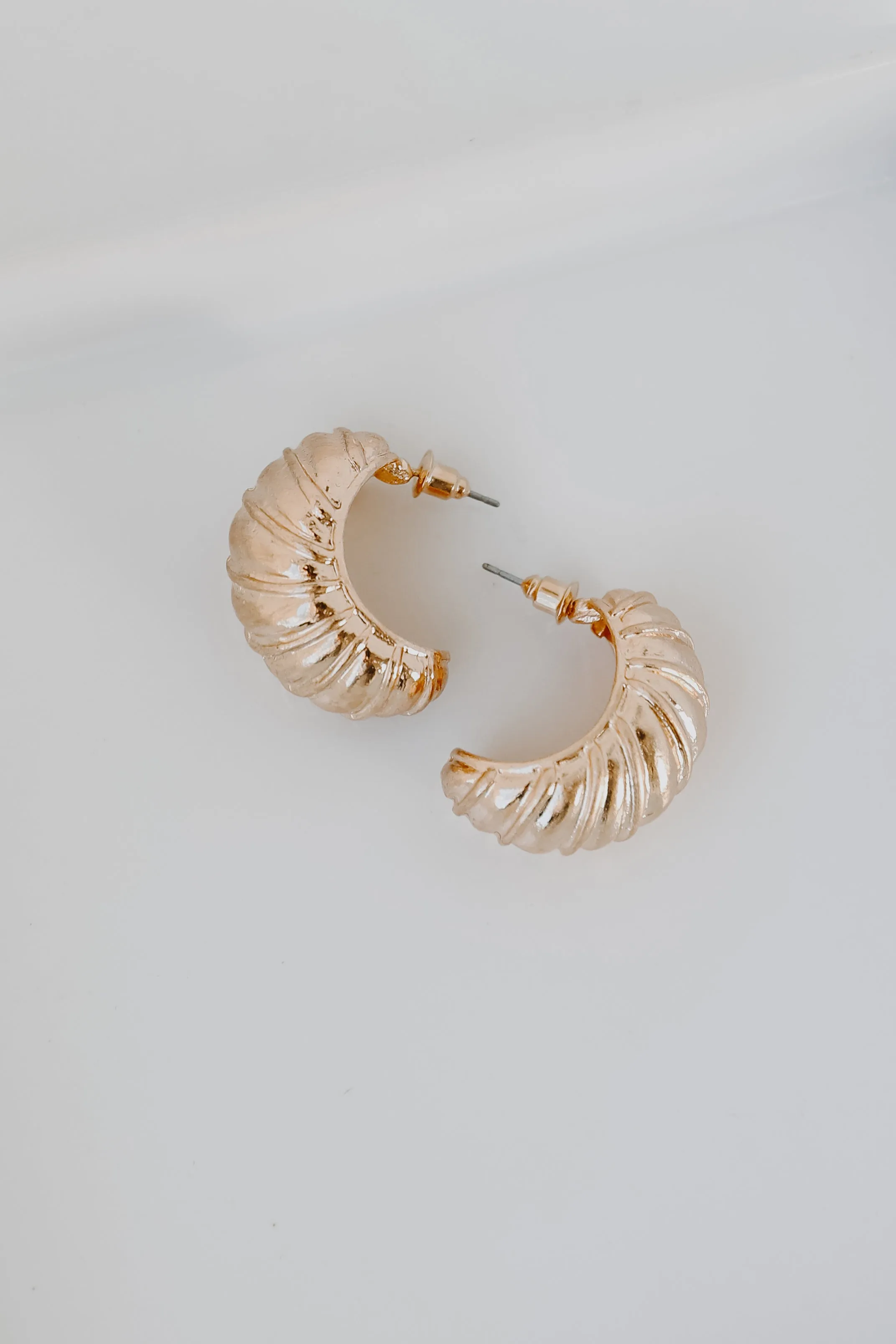 Alina Gold Textured Hoop Earrings