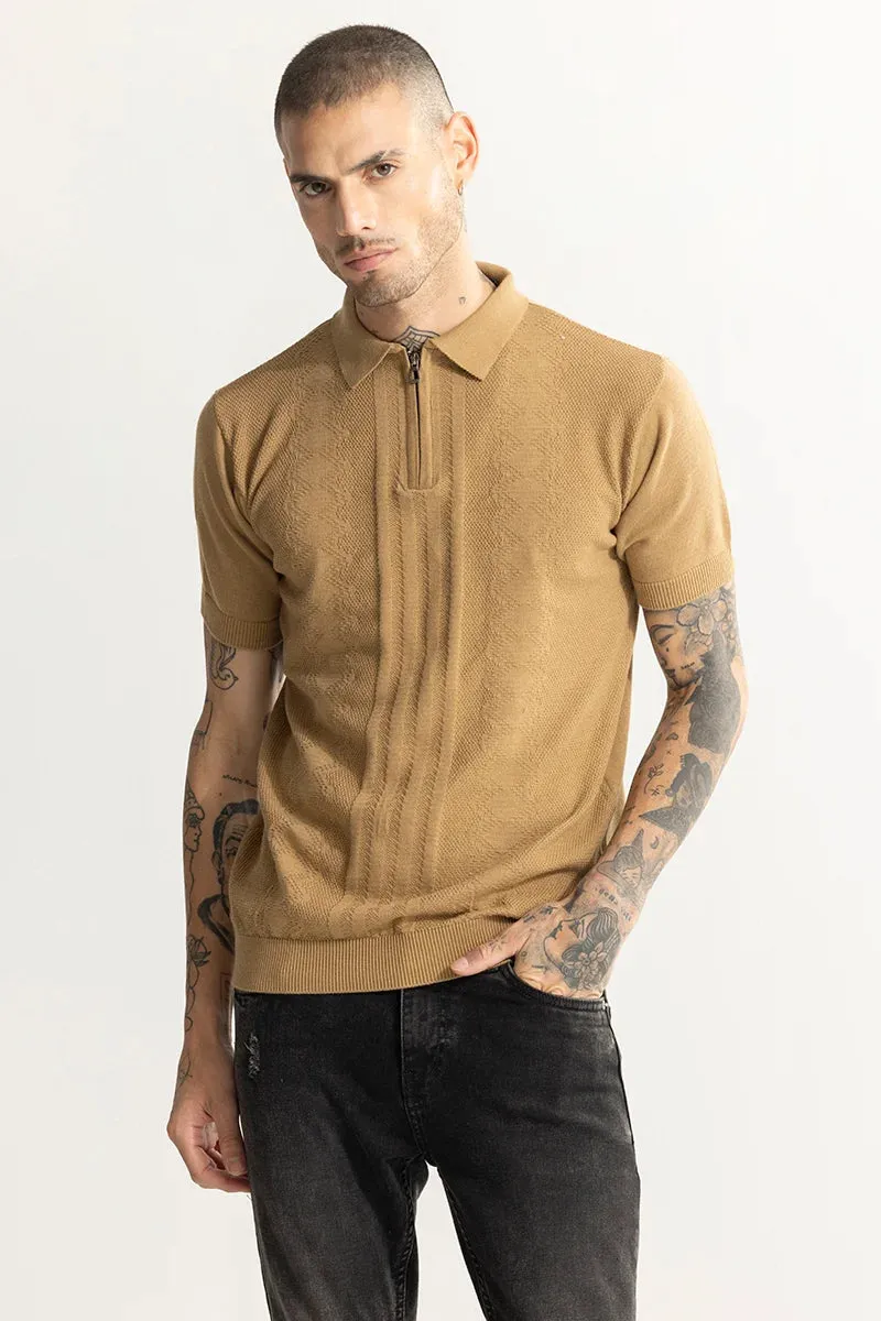 Alpine Knitted Beige Polo T-Shirt