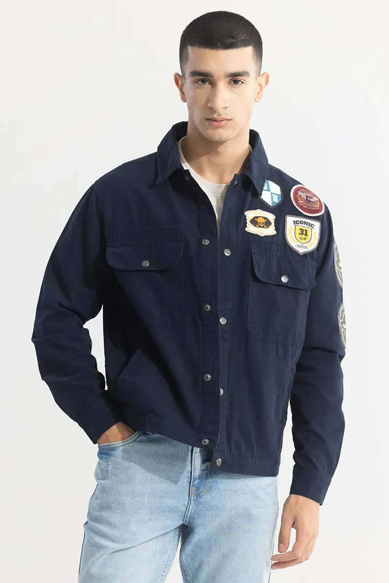 Applique Artistry Navy Overshirt