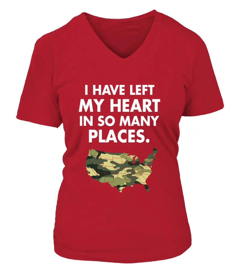 Army Mom Heart In Many Places T-shirts