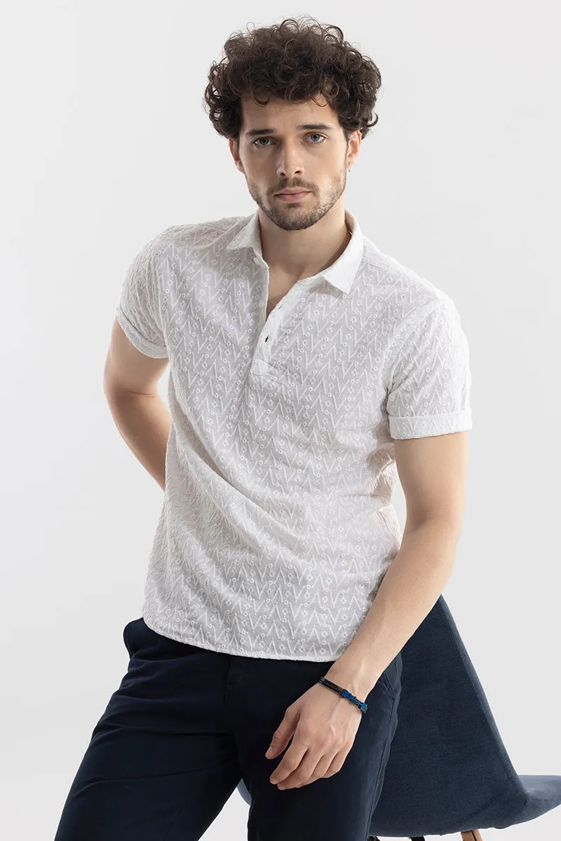 Arrow Dot White Polo T-Shirt