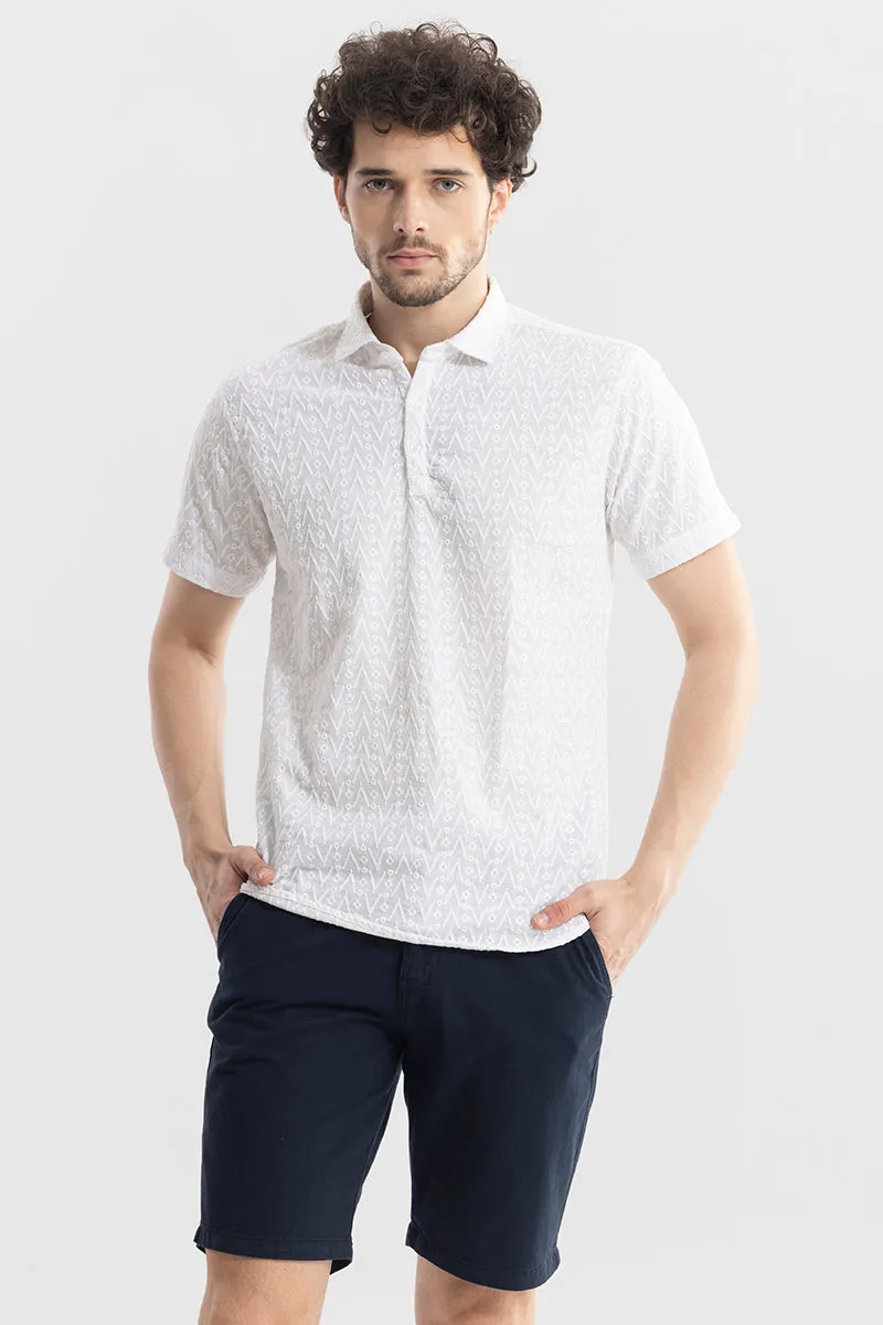 Arrow Dot White Polo T-Shirt