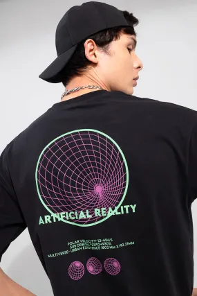 Artificial Reality Black Oversized T-Shirt