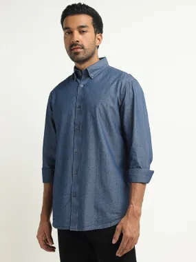 Ascot Dark Blue Relaxed-Fit Cotton Shirt