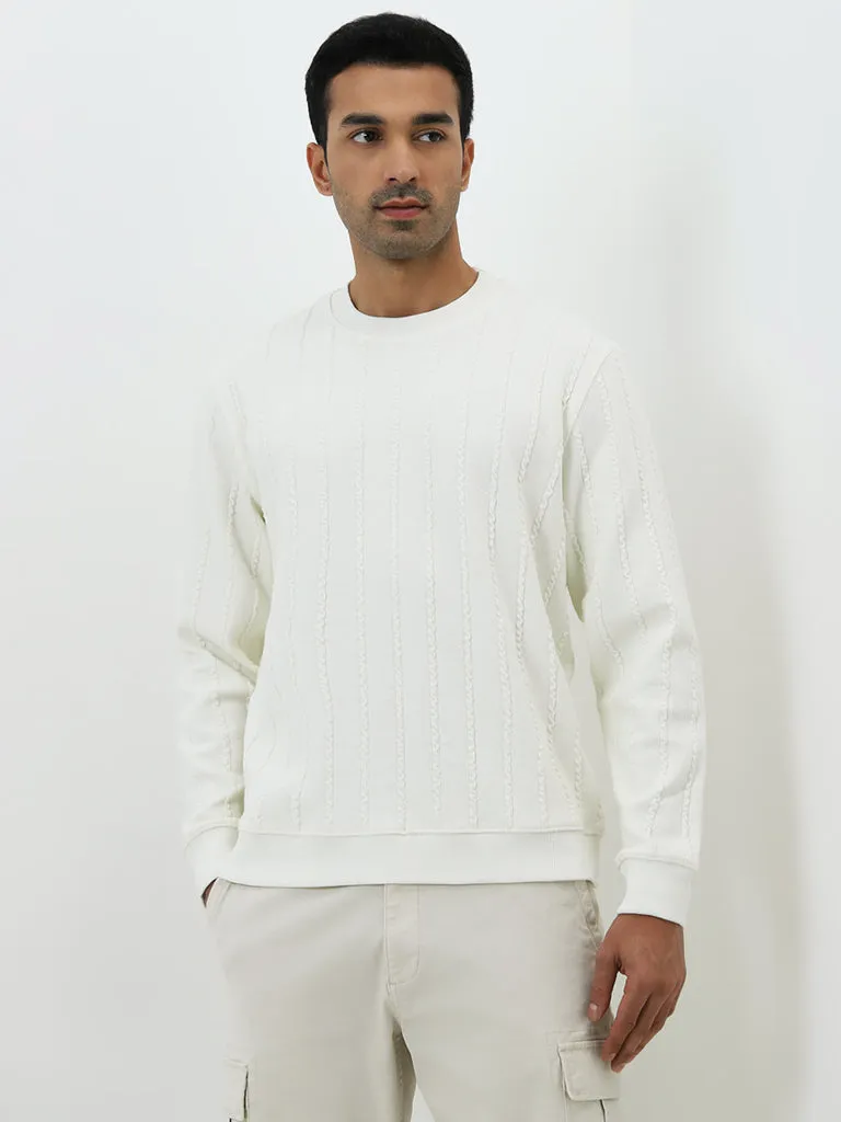 Ascot Off-White Knitted Relaxed-Fit Cotton Sweater