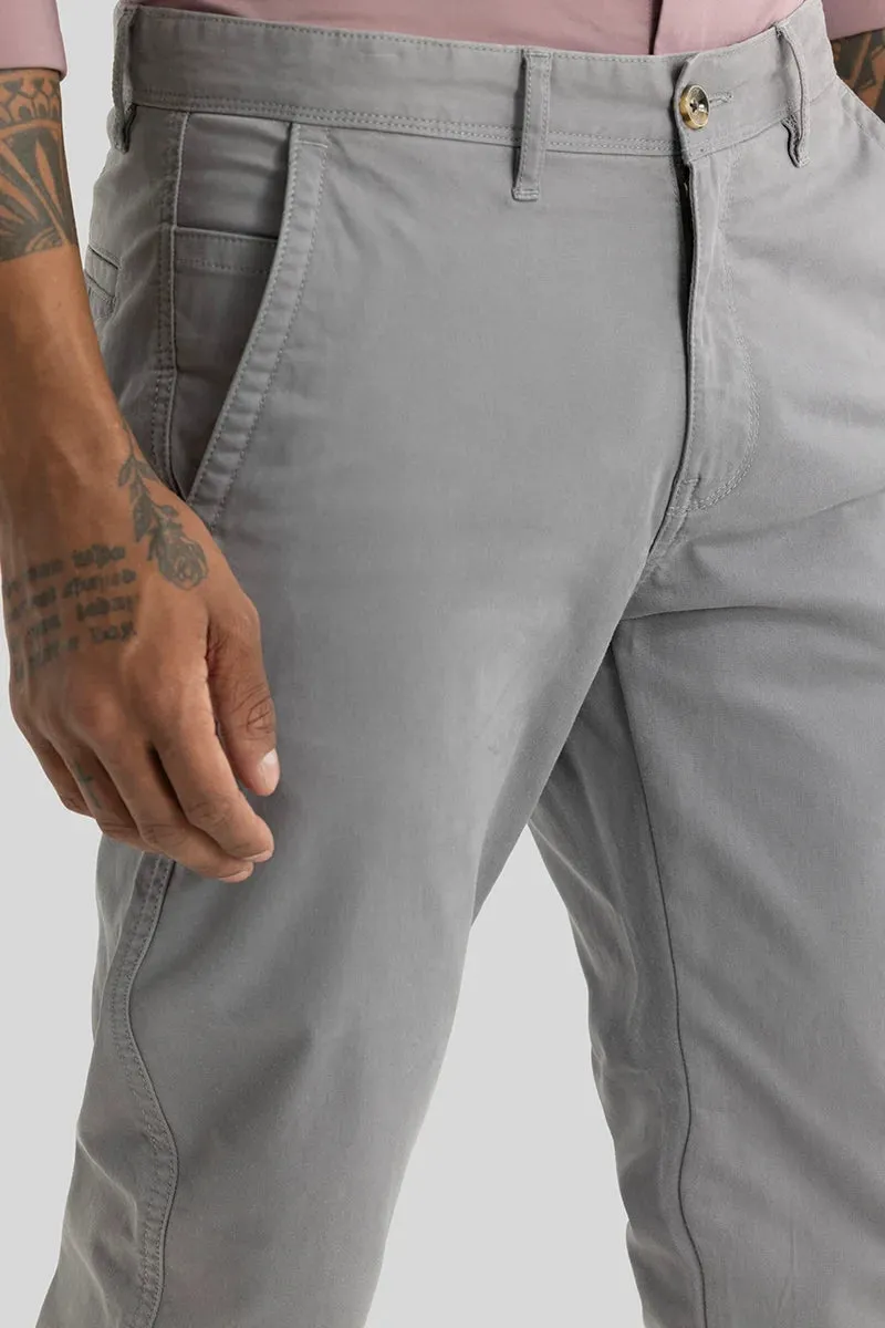 Astral Grey Plain Slim Fit Chinos