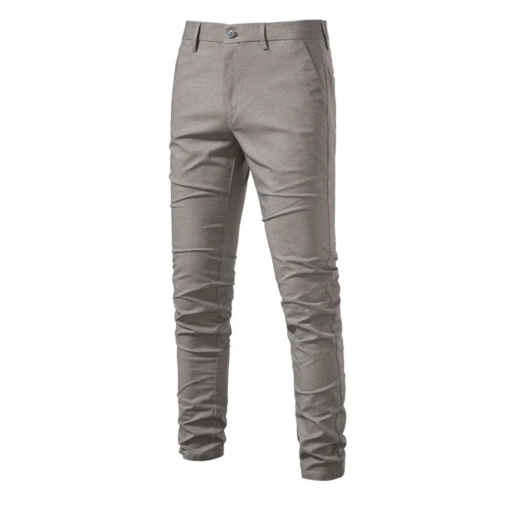 Autumn Business Social Casual Slim Men's Pants Top Quality Smooth Fit Cotton Trousers Pencil Pants for Men