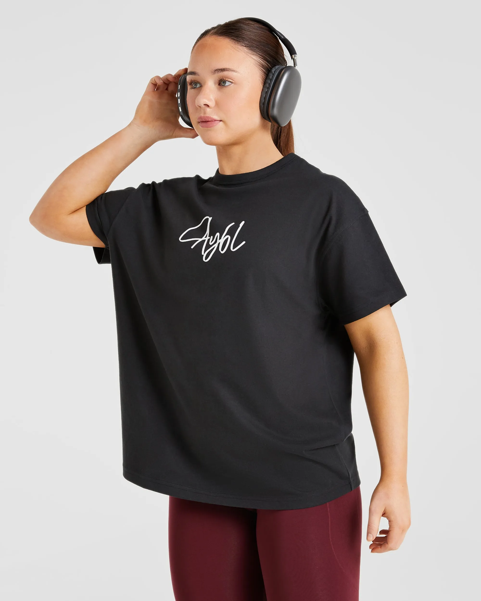 AYBL Script Oversized T Shirt - Black