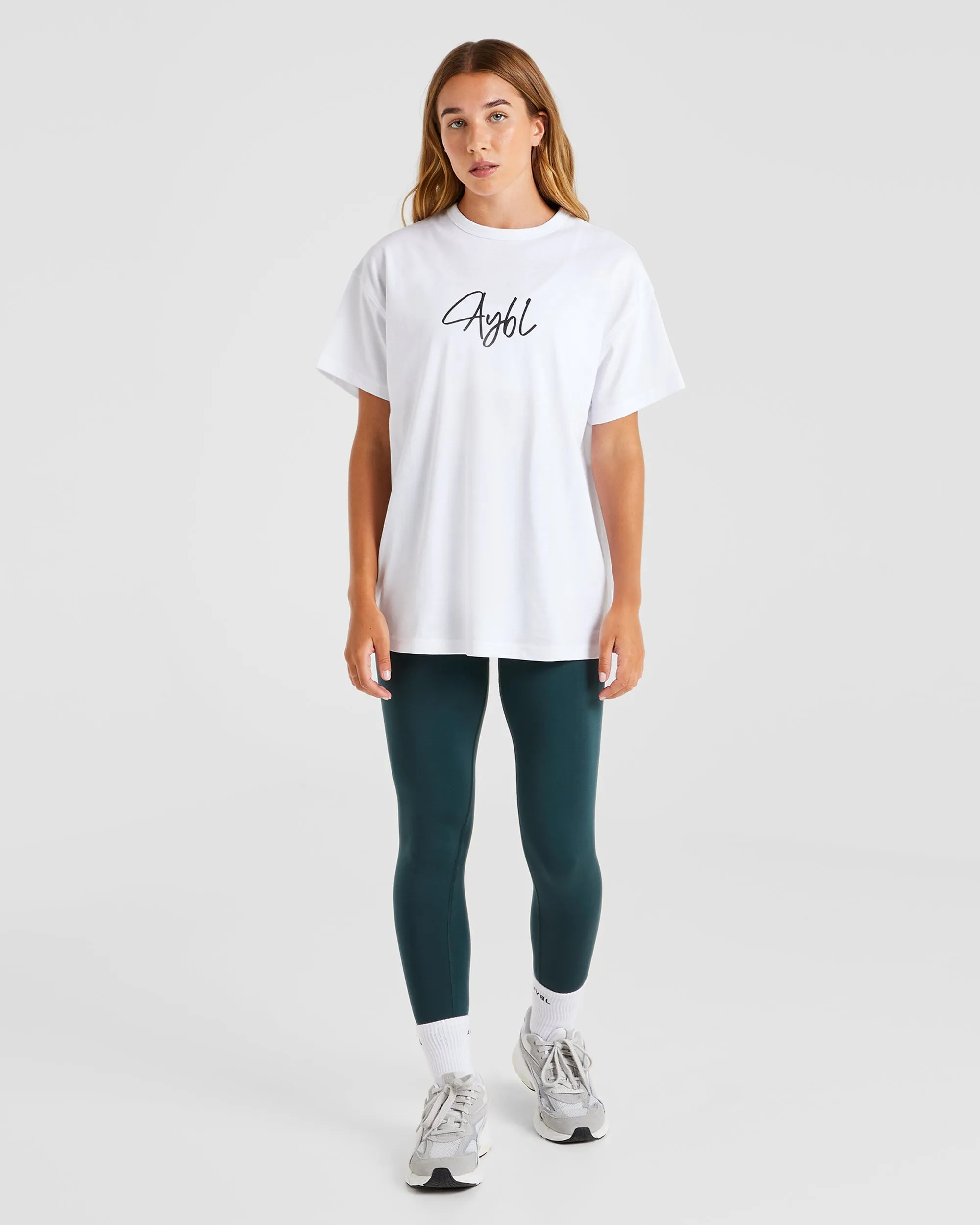 AYBL Script Oversized T Shirt - White