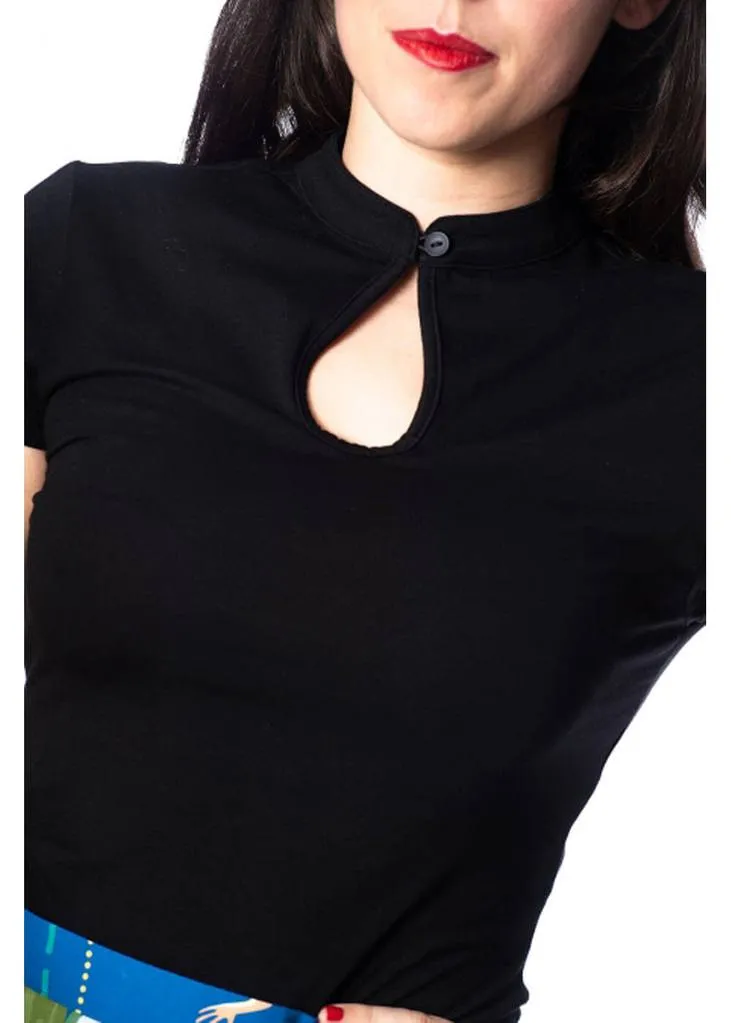 Banned Mandarin Collar 40's Top Black