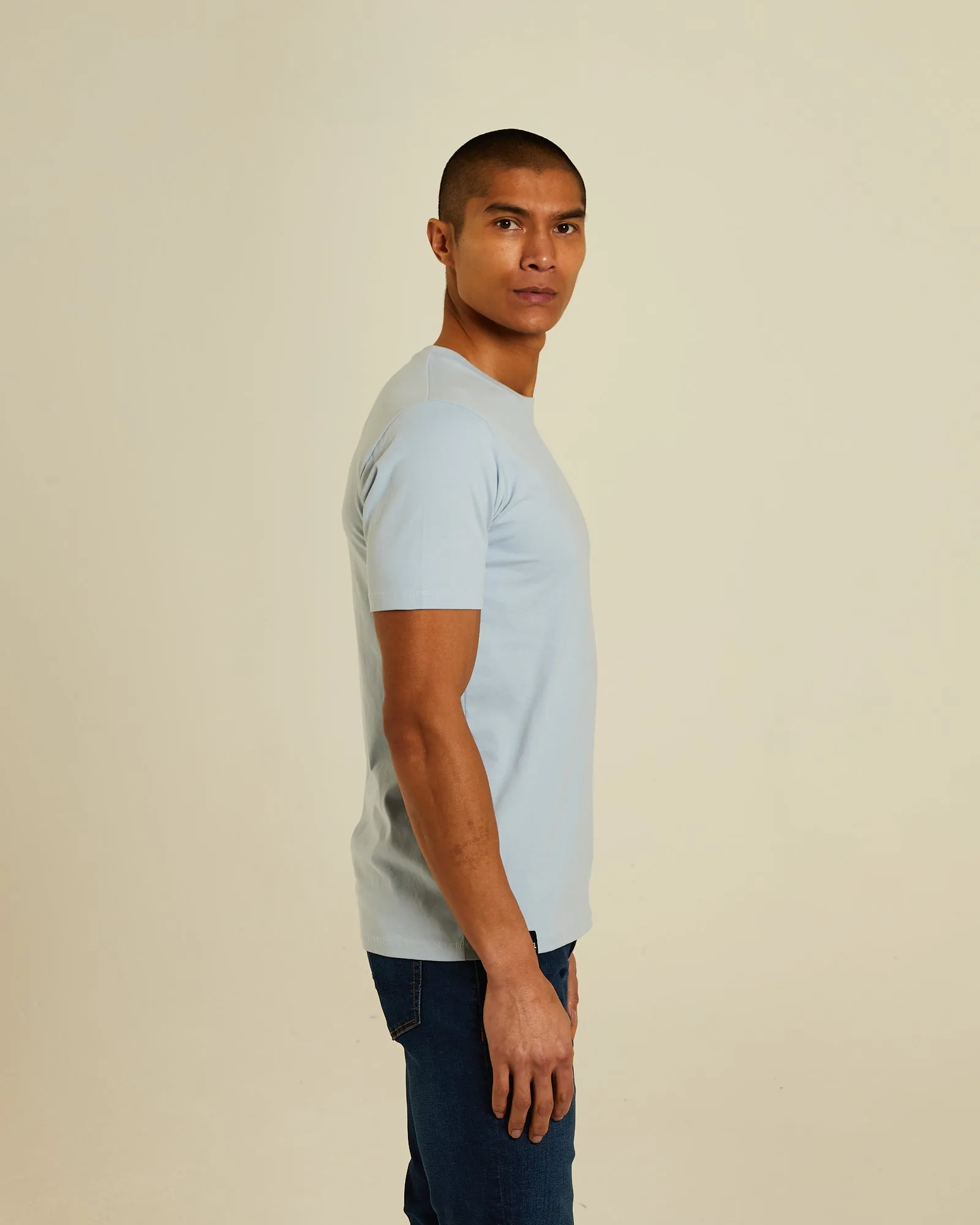 Basic Caden O Neck Tee Buoy Blue