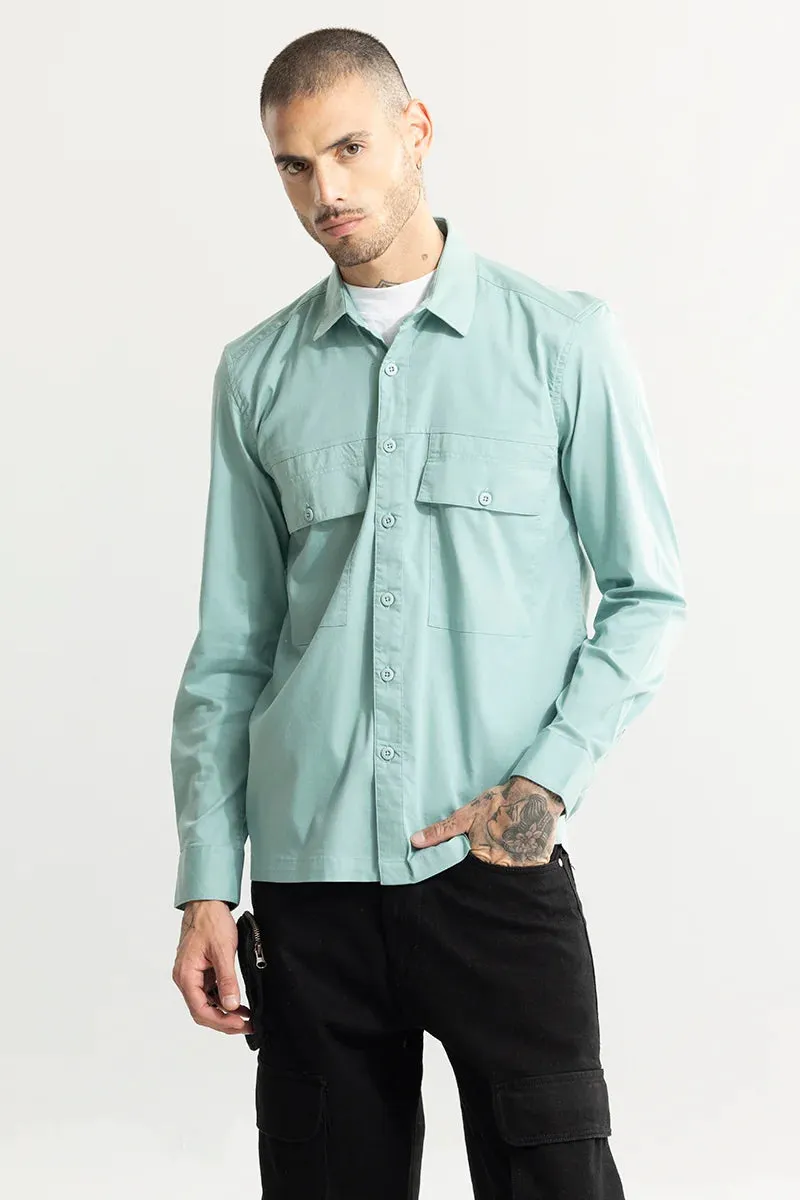 Basic Double Pocket Green Shirt