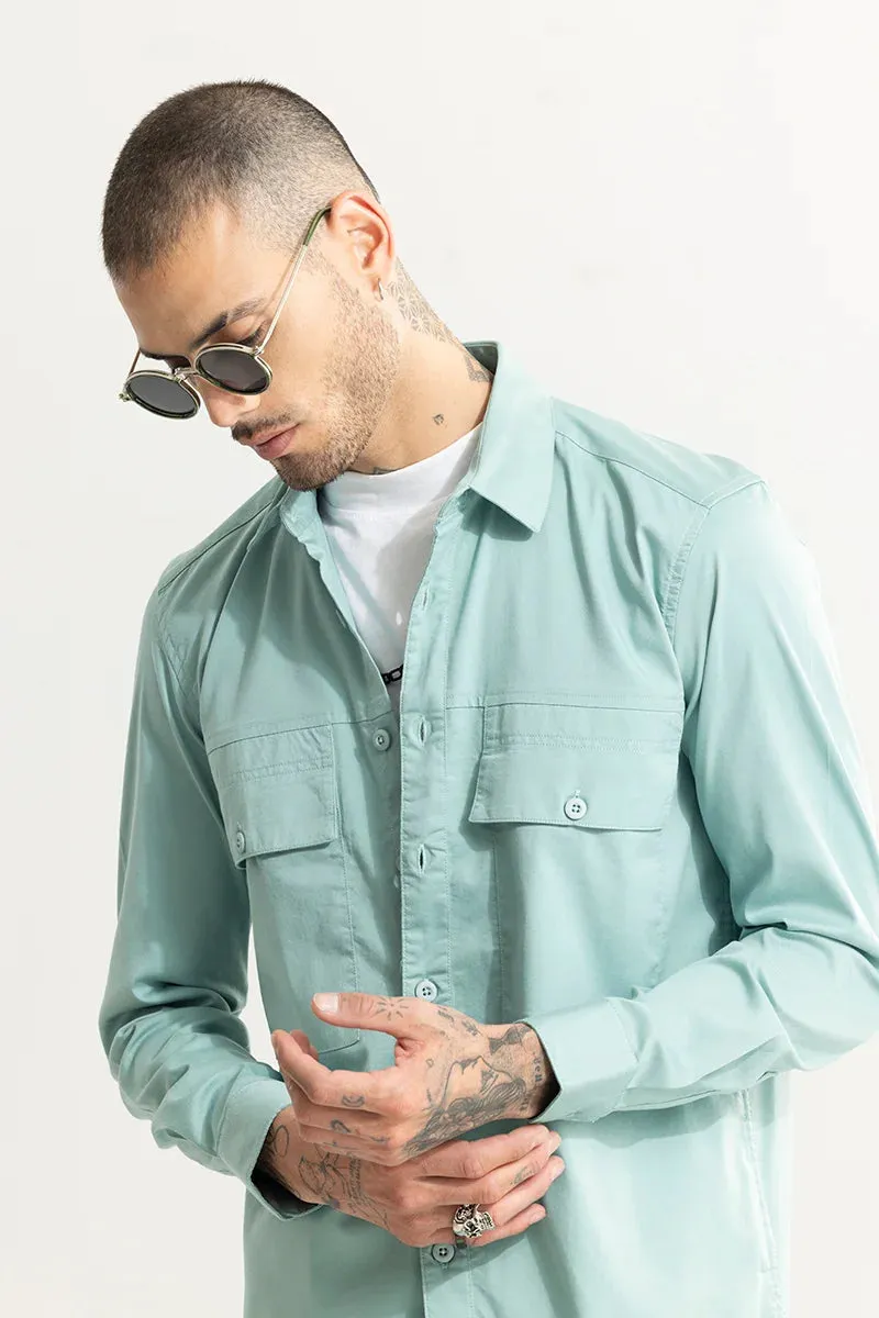 Basic Double Pocket Green Shirt