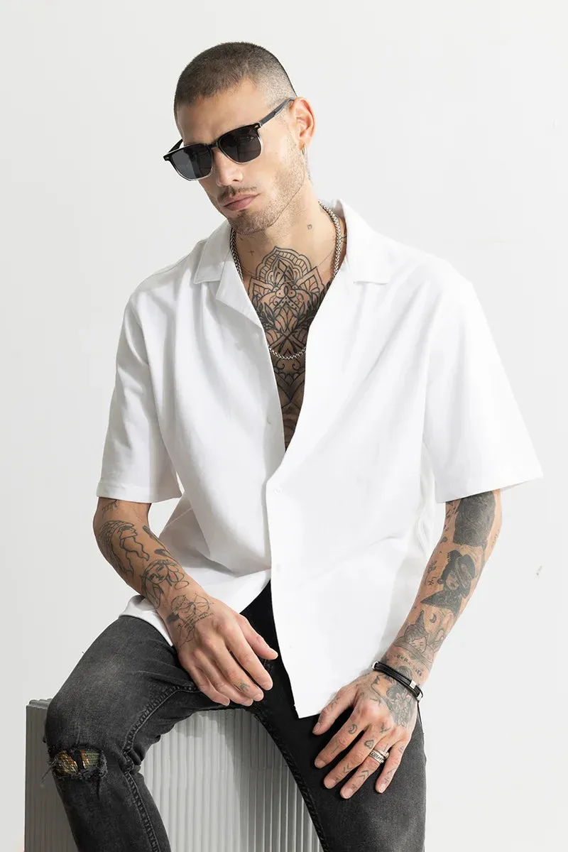 Basic Knitted White Oversized Shirt