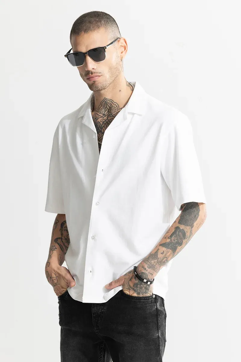 Basic Knitted White Oversized Shirt