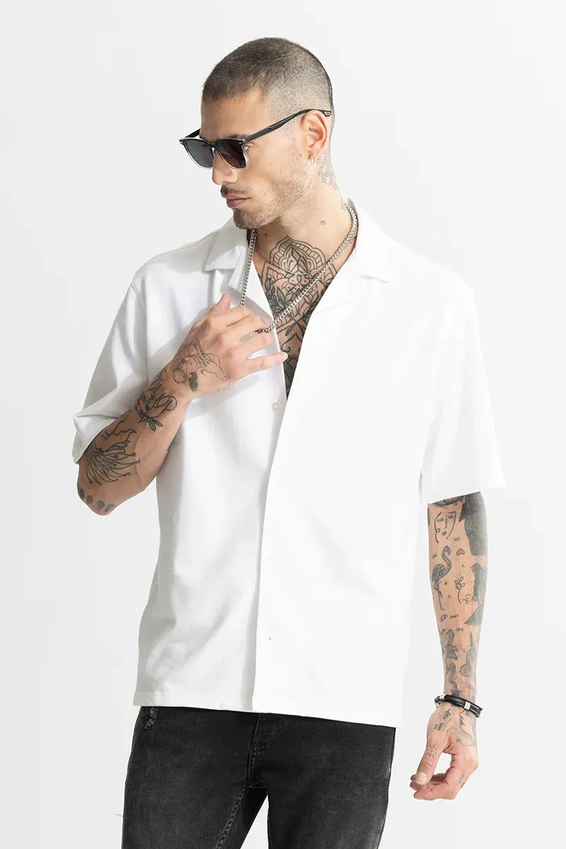 Basic Knitted White Oversized Shirt