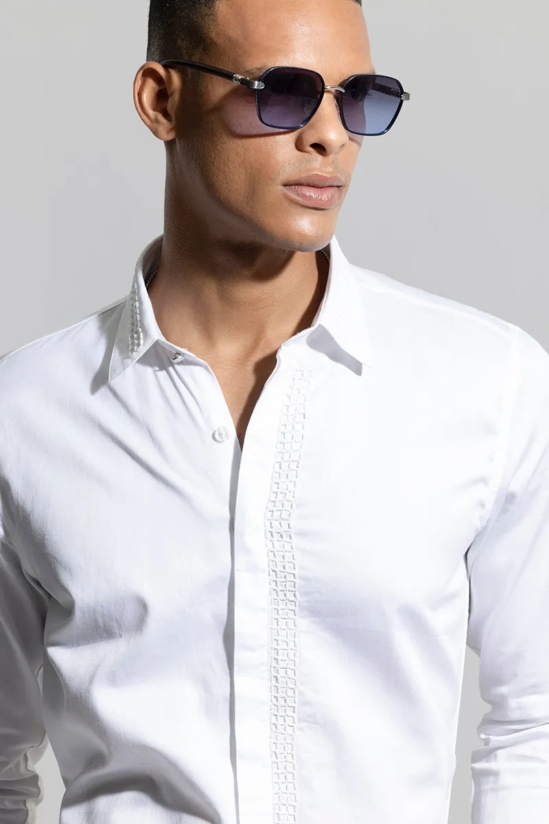 Beaded Line White Shirt