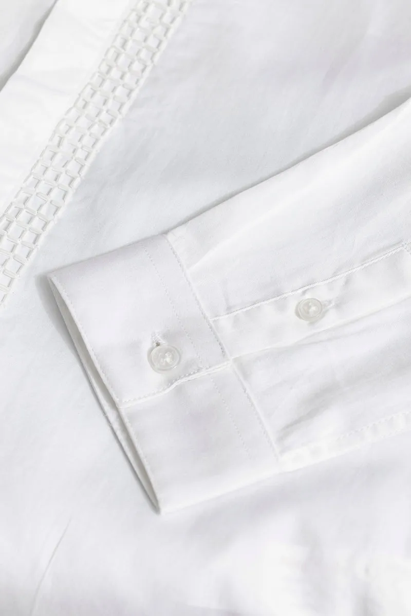 Beaded Line White Shirt