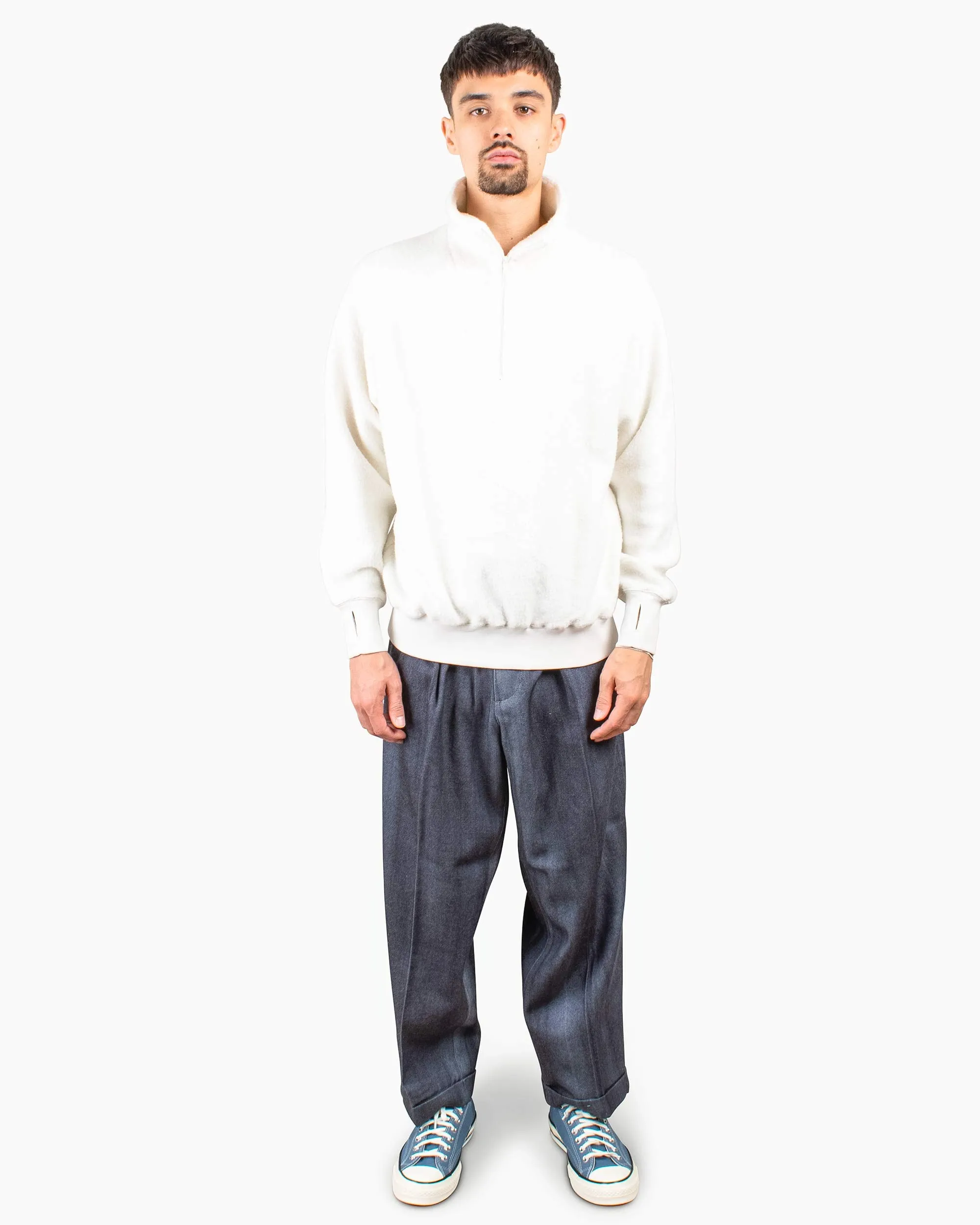 Beams Plus MIL Half Zip Fleece Off White