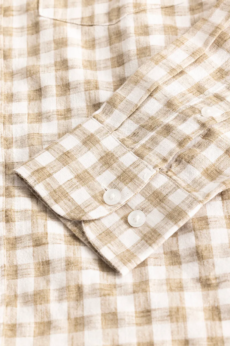 Beige Checks Linen Blend Shirt