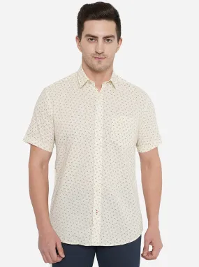 Beige Printed Smart Fit Casual Shirt | Greenfibre