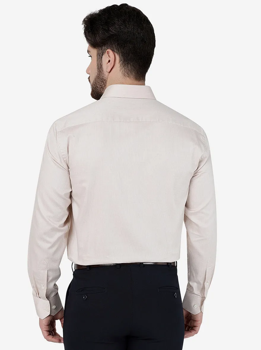 Beige Solid Regular Fit Formal Shirt | JadeBlue