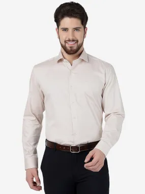 Beige Solid Regular Fit Formal Shirt | JadeBlue