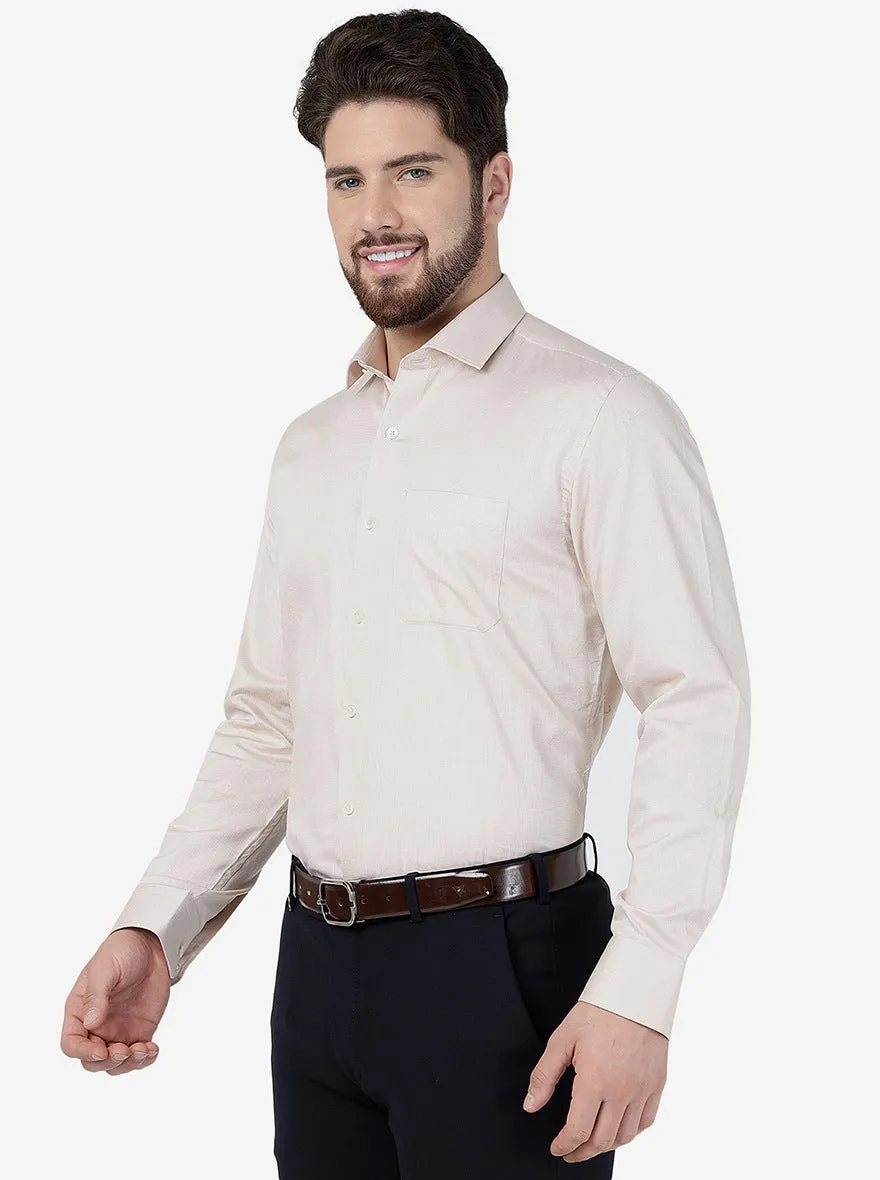 Beige Solid Regular Fit Formal Shirt | JadeBlue