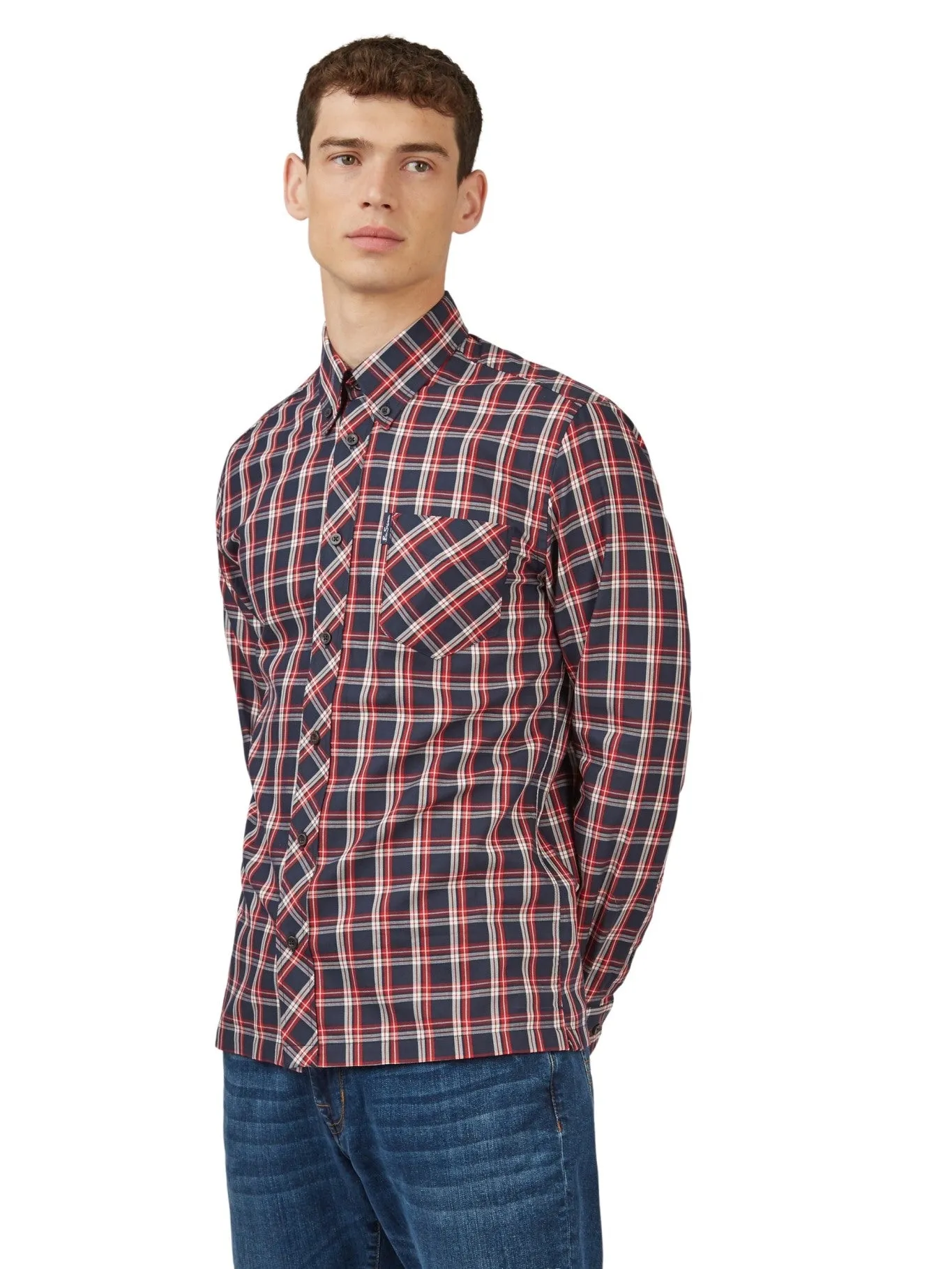 Ben Sherman Mens Grid Check Shirt Iconic 3 Finger Collar