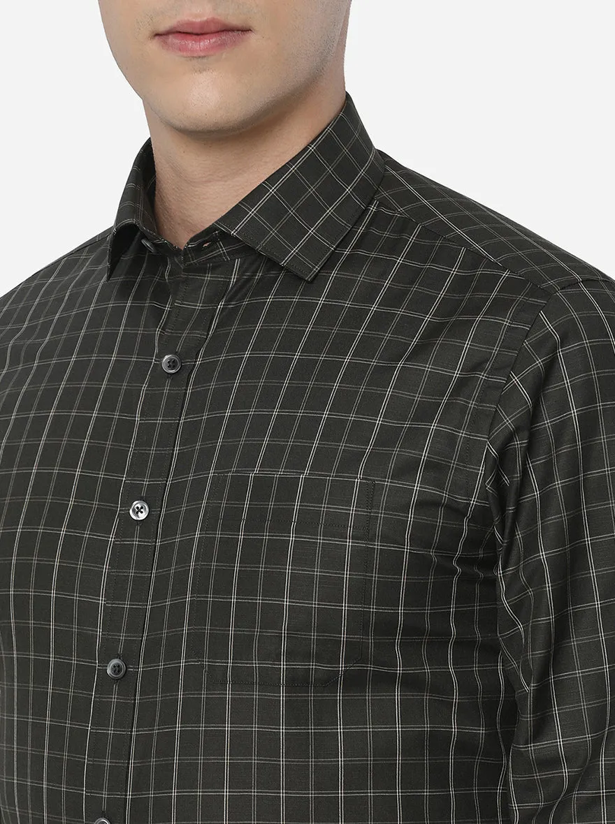 Black & White Checked Slim Fit Formal Shirt | Greenfibre