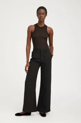 Black Crepe Pleated Trousers