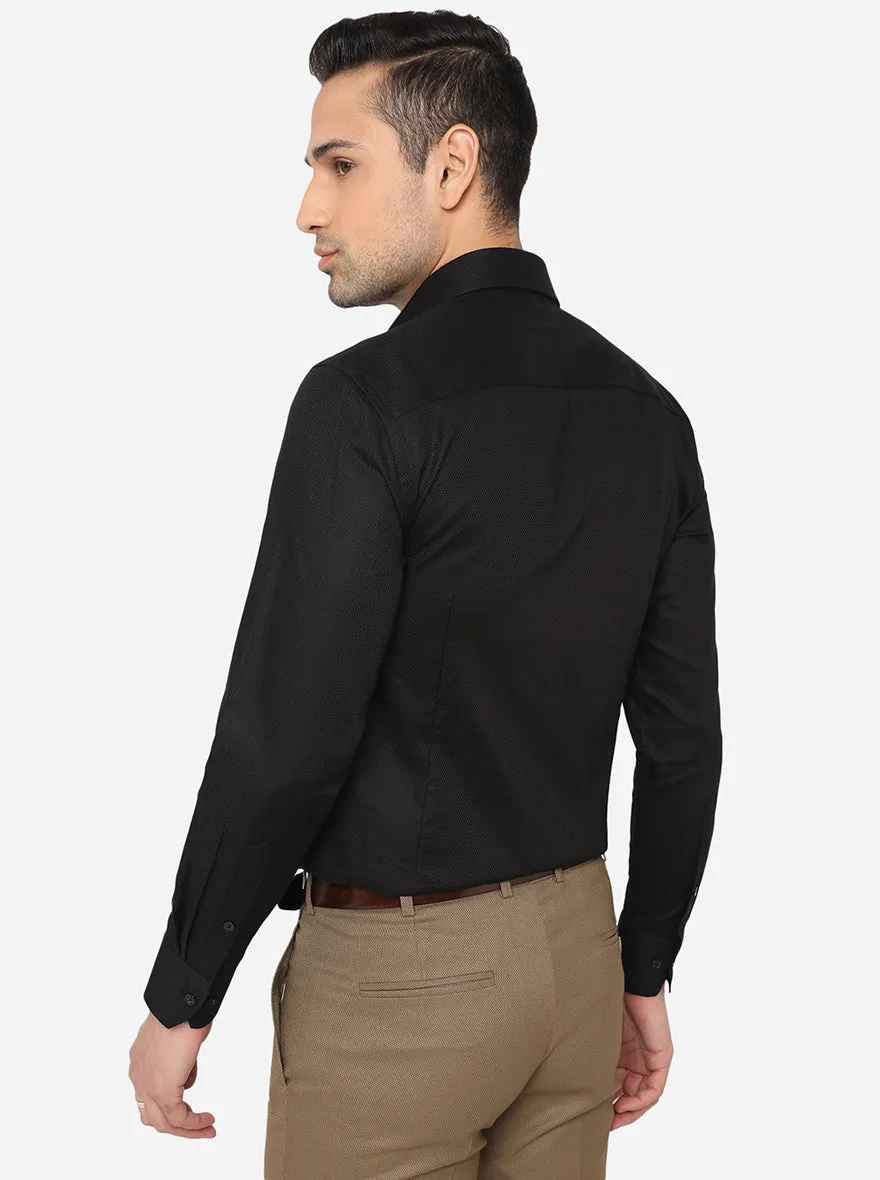 Black Dobby Slim Fit Formal Shirt | Metal