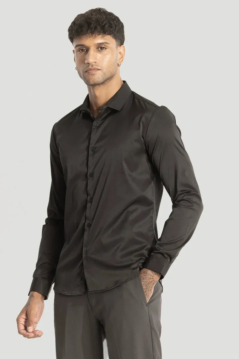 Black Slim Fit Stretch Shirt