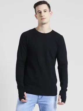 Black Thumbhole Full Sleeve T-Shirt For Men