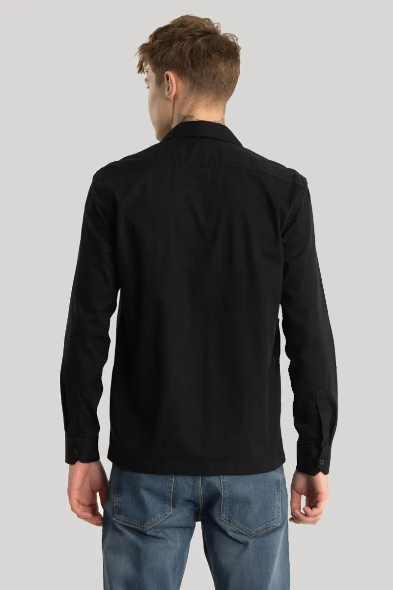 Black Zipper Pocket Overshirt